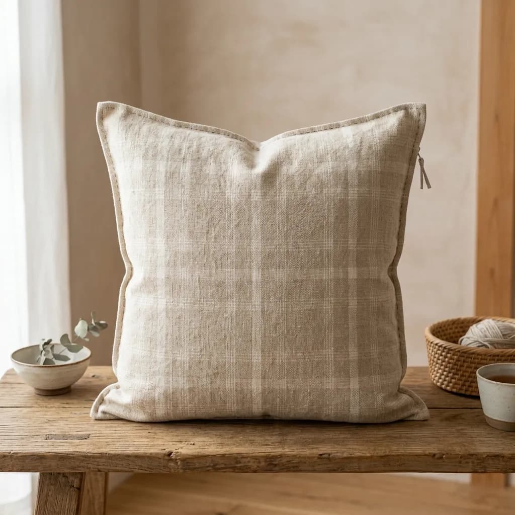ナチュラルリネンのクッションカバー