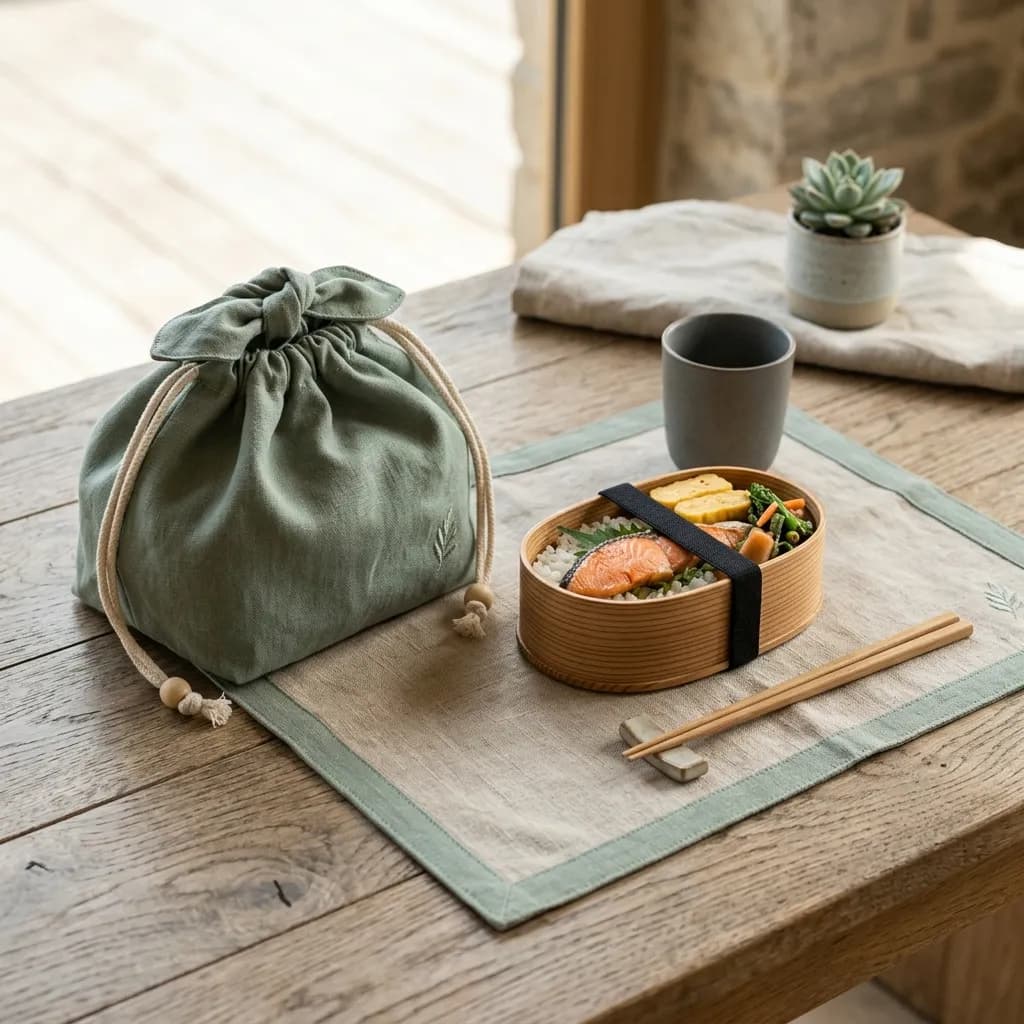ウォッシュドリネンのお弁当袋とランチョンマットセット