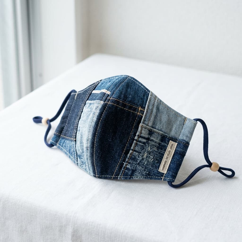 ヴィンテージデニムの立体布マスク