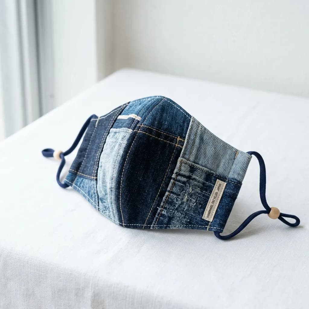 ヴィンテージデニムの立体布マスク