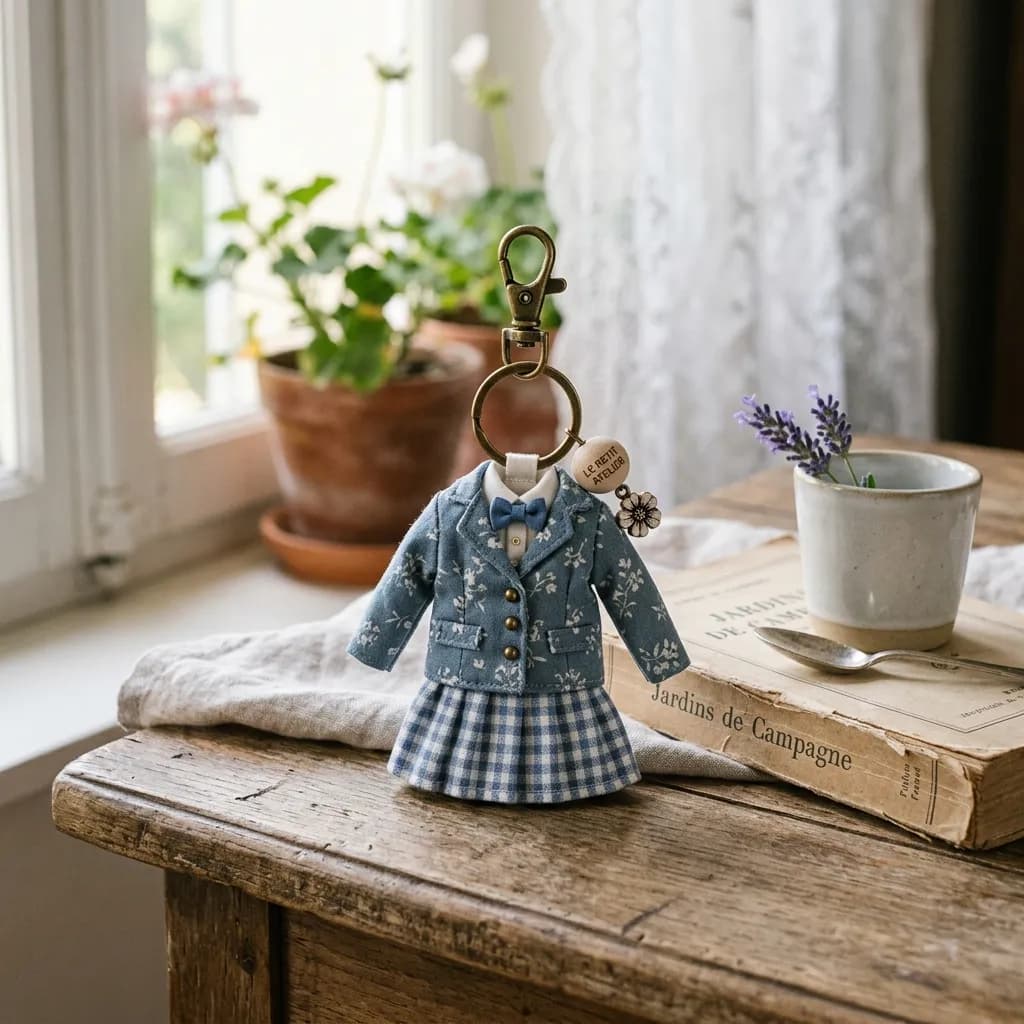フレンチ・コテージコアのミニチュア制服キーホルダー