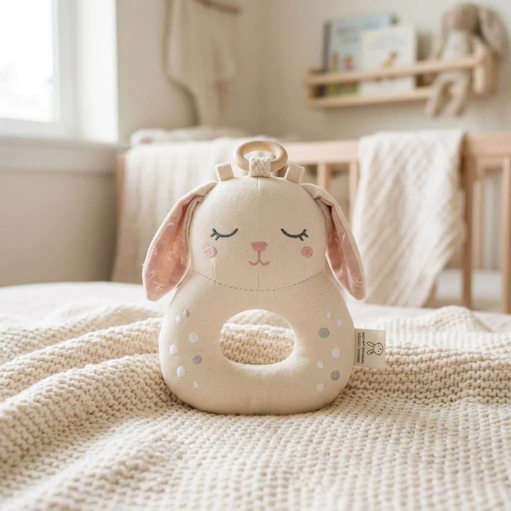 【手作り】オーガニックコットン使用のにぎにぎウサギさん